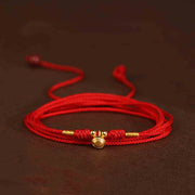 Buddha Stone 999 Solid Gold Red String Belly Chain