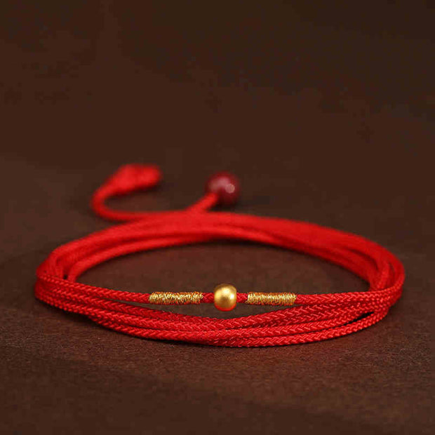 Buddha Stone 999 Solid Gold Red String Belly Chain