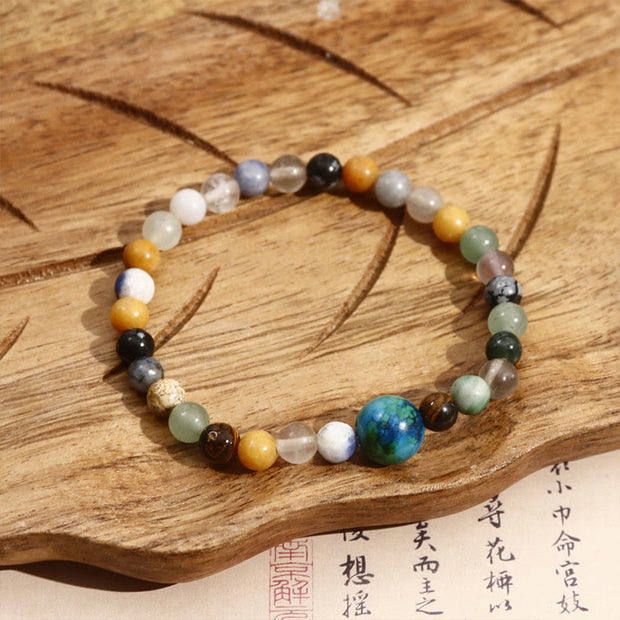 Buddha Stones Shoushan Stone Red Agate Prosperity Bracelet Bracelet BS Agate Blue Round Bead(Wrist Circumference: 14-16cm)