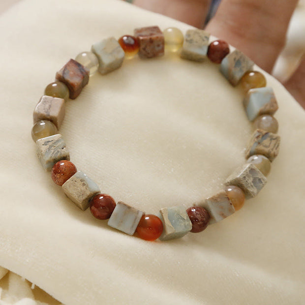 Buddha Stones Shoushan Stone Red Agate Prosperity Bracelet