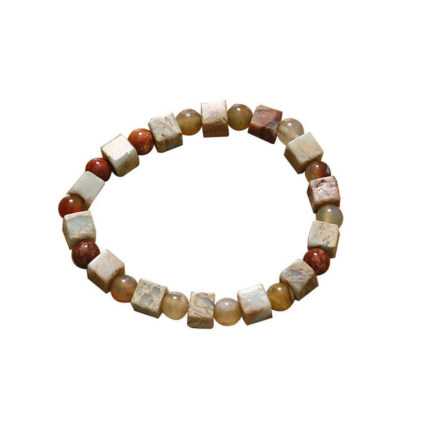 Buddha Stones Red Agate Shoushan Stone Calm Blessing Bracelet Bracelet BS 8