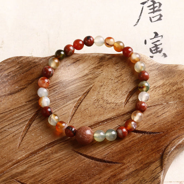 Buddha Stones Shoushan Stone Red Agate Prosperity Bracelet Bracelet BS Agate Red Round Beads(Wrist Circumference: 14-16cm)