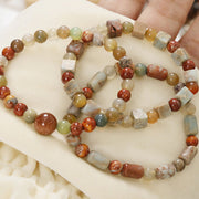 Buddha Stones Red Agate Shoushan Stone Calm Blessing Bracelet