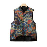 Buddha Stones Vintage Embroidery Flower Cloud Pattern Vest Waistcoat BS 12