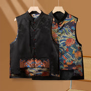 Buddha Stones Vintage Embroidery Flower Cloud Pattern Vest