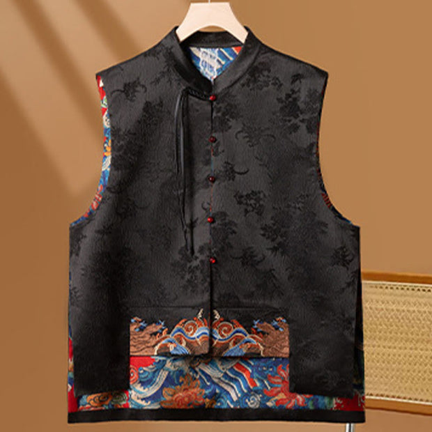 Buddha Stones Vintage Embroidery Flower Cloud Pattern Vest Waistcoat BS 2