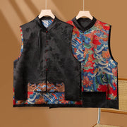 Buddha Stones Vintage Embroidery Flower Cloud Pattern Vest Waistcoat BS 1