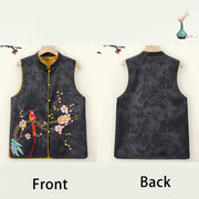 Buddha Stones Vintage Embroidery Plum Blossom Pattern Double-Sided Wear Vest Waistcoat BS 11