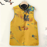 Buddha Stones Vintage Embroidery Plum Blossom Pattern Double-Sided Wear Vest Waistcoat BS 2