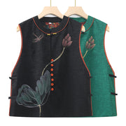 Buddha Stones Vintage Embroidery Jacquard Weave Flower Pattern Vest Waistcoat BS main