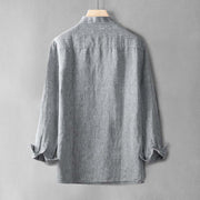 Buddha Stones Knot Button Pure Color Cotton Linen Pullover Shirt