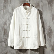 Buddha Stones Stand Collar Tang Suit Casual Shirt - White - US/UK/AU44，EU54 (5XL) - image 1