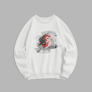 Buddha Stones Yin Yang Koi Fish Clouds Fleece Lined Sweatshirt