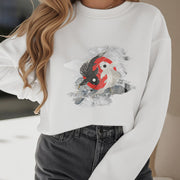 Buddha Stones Yin Yang Koi Fish Clouds Fleece Lined Sweatshirt