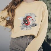 Buddha Stones Yin Yang Koi Fish Clouds Fleece Lined Sweatshirt