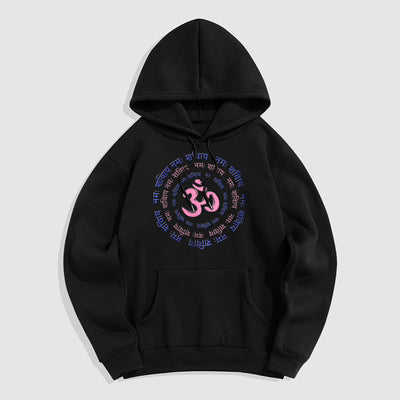 Buddha Stones OM Mantra Character Sanskrit Fleece Lined Hoodie