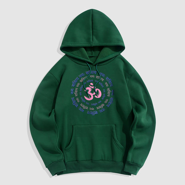 Buddha Stones OM Mantra Character Sanskrit Fleece Lined Hoodie