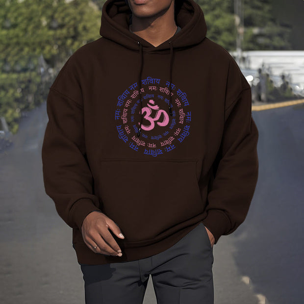 Buddha Stones OM Mantra Character Sanskrit Fleece Lined Hoodie