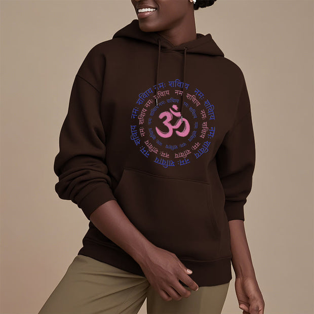 Buddha Stones OM Mantra Character Sanskrit Fleece Lined Hoodie