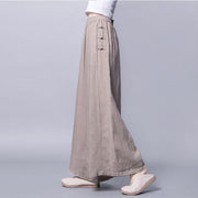 Buddha Stones Casual Frog-Button High Waist Wide Leg Pants With Pockets - Linen - US12，UK/AU16，EU44 (3XL) - image 0