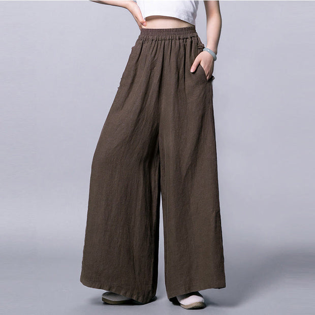 Buddha Stones Casual Frog-Button High Waist Wide Leg Pants With Pockets - SaddleBrown - US12，UK/AU16，EU44 (3XL) - image 10
