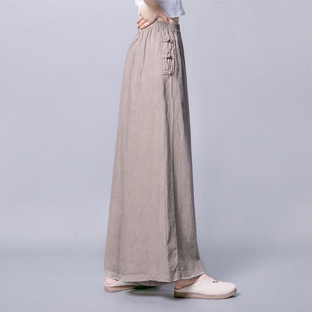 Buddha Stones Casual Frog-Button High Waist Wide Leg Pants With Pockets - image 4