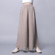 Buddha Stones Casual Frog-Button High Waist Wide Leg Pants With Pockets - image 3