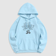 Buddha Stones Om Mantra Sanskrit Lotus Flower Fleece Lined Hoodie