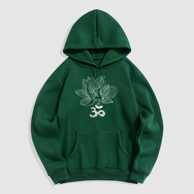 Buddha Stones Om Mantra Sanskrit Lotus Flower Fleece Lined Hoodie