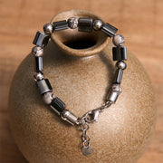 Buddha Stones Hematite Tiger Eye Picasso Jasper Support Buckle Chain Bracelet