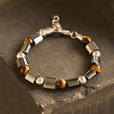 FREE Today: Support and Powerful Hematite Tiger Eye Picasso Jasper Buckle Chain Bracelet