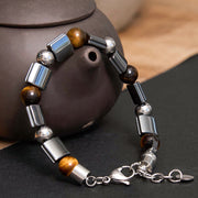 Buddha Stones Hematite Tiger Eye Picasso Jasper Support Buckle Chain Bracelet