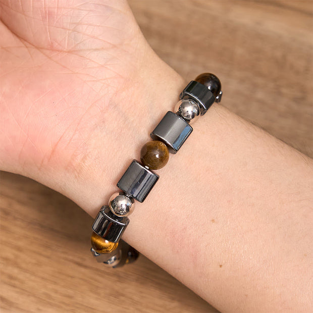 FREE Today: Support and Powerful Hematite Tiger Eye Picasso Jasper Buckle Chain Bracelet