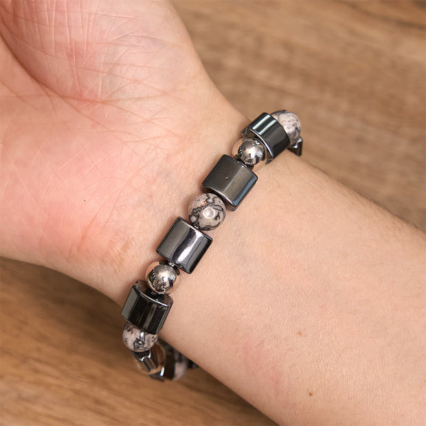 FREE Today: Support and Powerful Hematite Tiger Eye Picasso Jasper Buckle Chain Bracelet