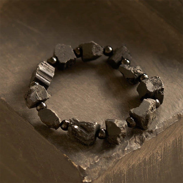 Buddha Stones Black Tourmaline Irregular Stone Positive Bracelet