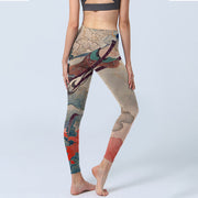 Buddha Stones Dunhuang Flying Apsaras Auspicious Clouds Print Fitness Leggings Women's Yoga Pants