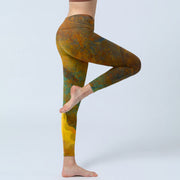 Buddha Stones Auspicious Clouds Print Lycra Fabric Fitness Leggings Women's Yoga Pants