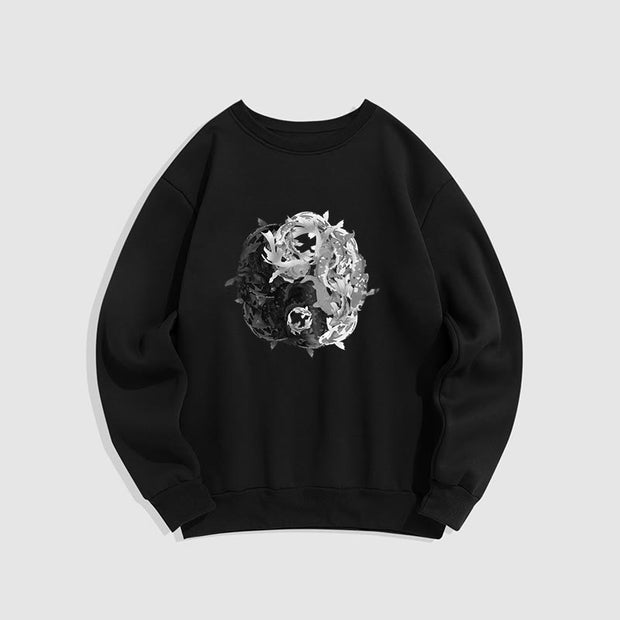 Buddha Stones Yin Yang Koi Fish Interpretation Fleece Lined Polyester Sweatshirt