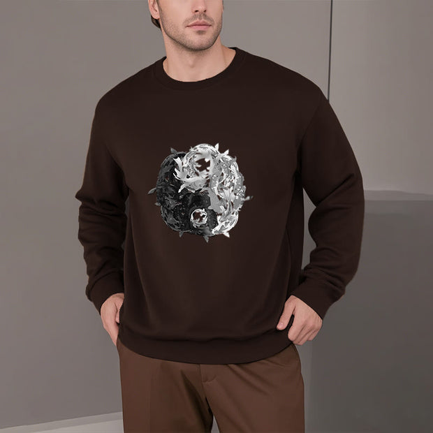 Buddha Stones Yin Yang Koi Fish Interpretation Fleece Lined Polyester Sweatshirt