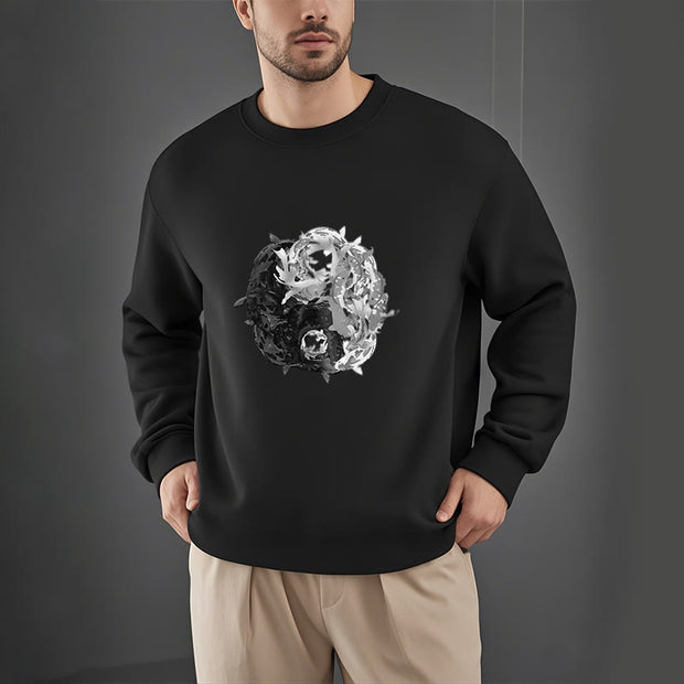 Buddha Stones Yin Yang Koi Fish Interpretation Fleece Lined Polyester Sweatshirt