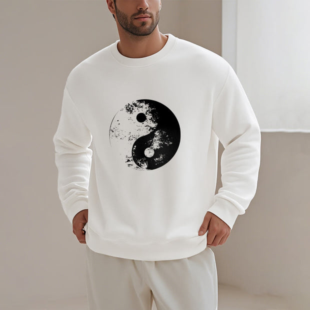 Buddha Stones Yin Yang Tai Chi Pattern Fleece Lined Sweatshirt