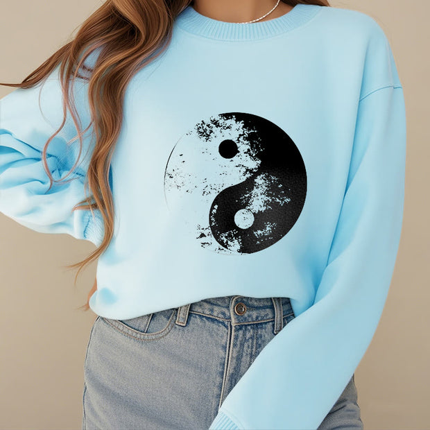 Buddha Stones Yin Yang Tai Chi Pattern Fleece Lined Sweatshirt