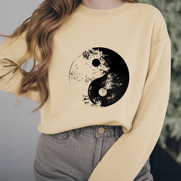 Buddha Stones Yin Yang Tai Chi Pattern Fleece Lined Sweatshirt