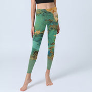 Buddha Stones Chinese Style Green Mountains Landscape Print Lycra Fabric Fitness Leggings Women's Yoga Pants - image 6