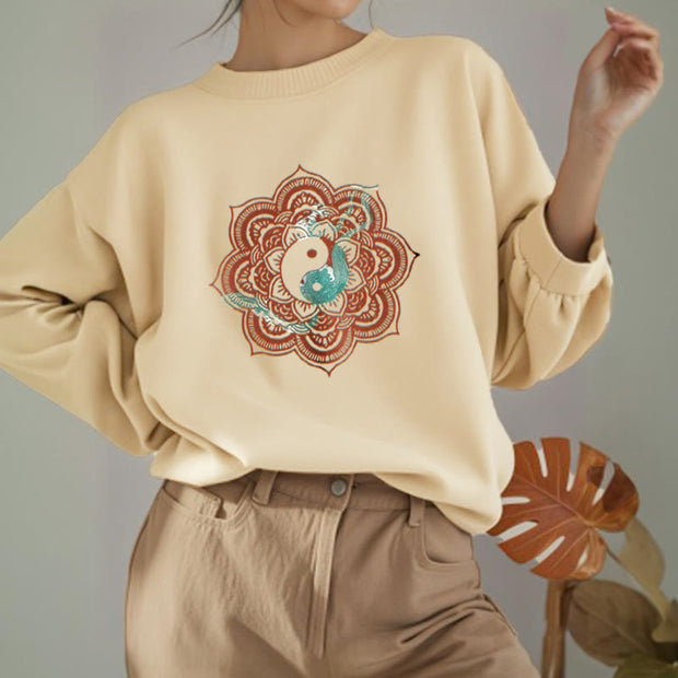 Buddha Stones Mandala Yin Yang Fleece Lined Polyester Sweatshirt