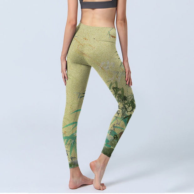 Buddha Stones Bamboo Print Lycra Fabric Fitness Leggings Women's Yoga Pants - image 4