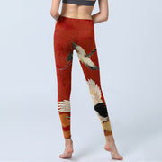 Buddha Stones Crane Print Lycra Fabric Fitness Leggings Women's Yoga Pants - image 8
