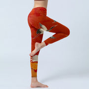 Buddha Stones Crane Print Lycra Fabric Fitness Leggings Women's Yoga Pants - image 6