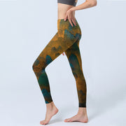 Buddha Stones Dark Goldenrod Mountain Print Fitness Leggings Women's Yoga Pants - image 3