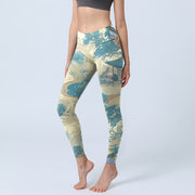 Buddha Stones Chinese Architecture Dark Sea Green Print Fitness Leggings Women's Yoga Pants - Dark Sea Green - US18，UK/AU22，EU50 (4XL) - image 1